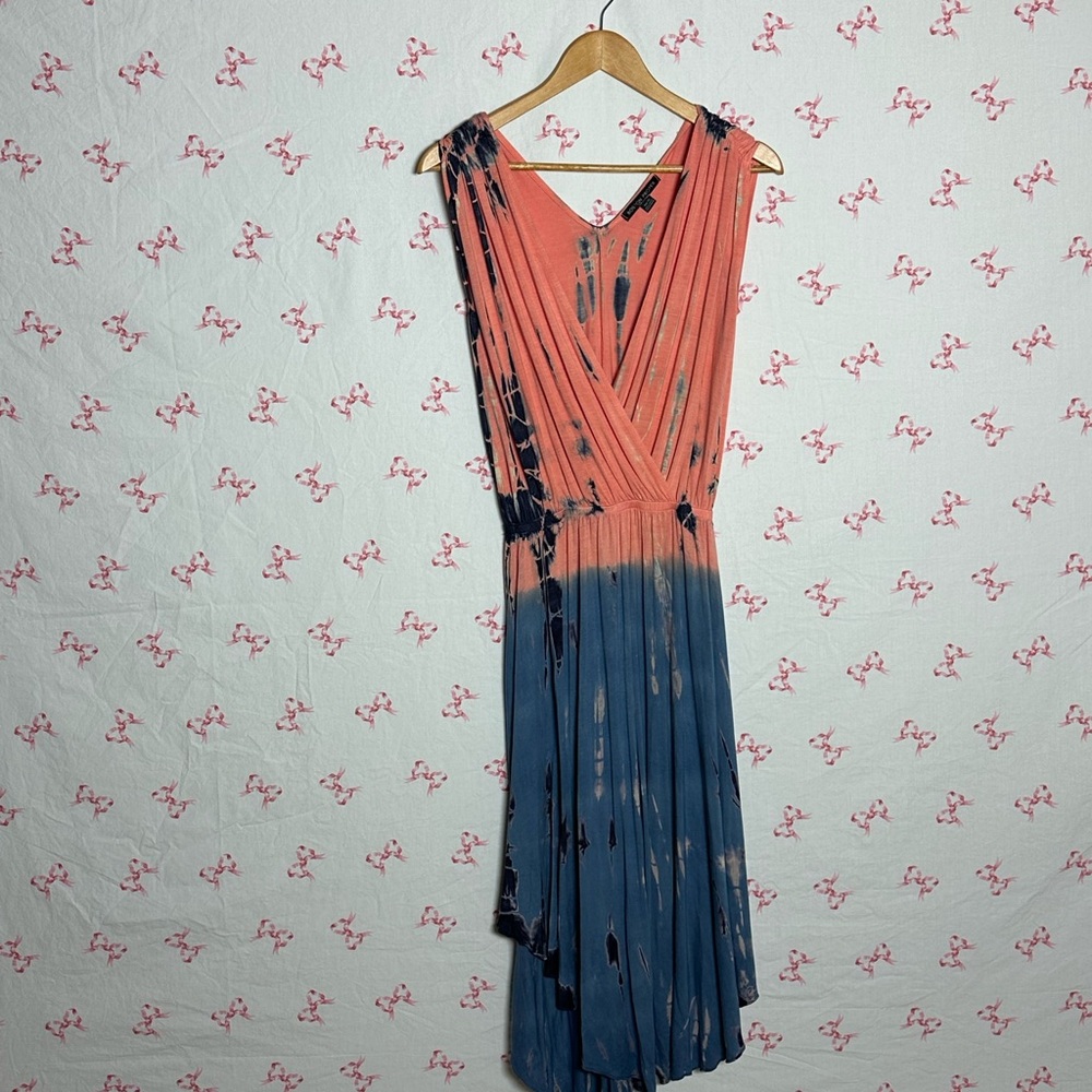 Nordstrom Asymmetrical Coral and Navy Dress